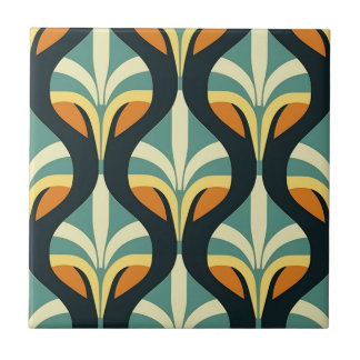 Mid-Century Modern Stylised Geometric Pattern Tile