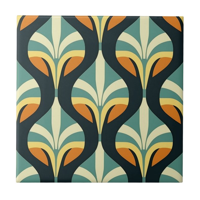 Mid-Century Modern Stylised Geometric Pattern Tile (Front)