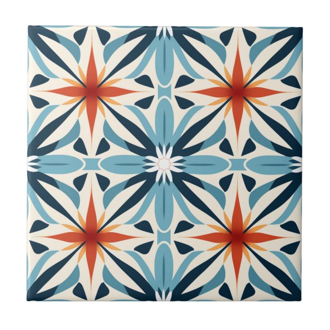 Mid-Century Modern Stylised Geometric Pattern Tile (Front)