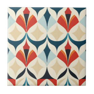 Mid-Century Modern Stylised Geometric Pattern Tile