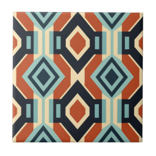 Mid-Century Modern Stylised Geometric Pattern Tile