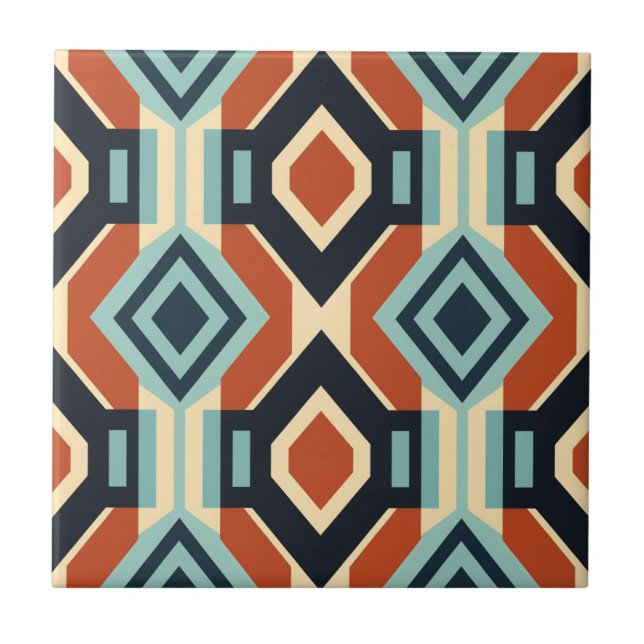 Mid-Century Modern Stylised Geometric Pattern Tile (Front)