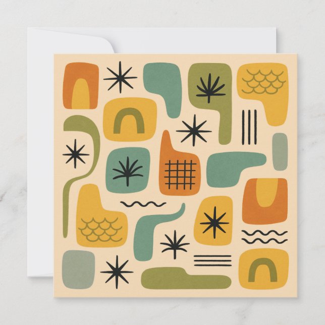 Mid Century Modern Summer Starburst Magic Pattern Thank You Card (Front)
