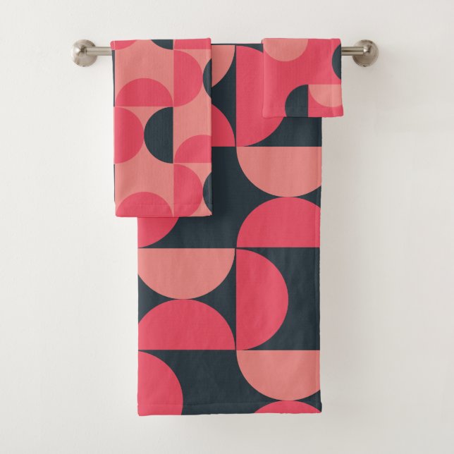 Mid-Century Modern Summer Sunset    Bath Towel Set (Insitu)