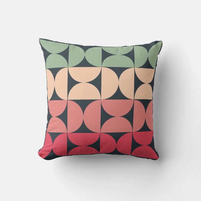 Mid-Century Modern Summer Sunset Throw Pillow (Front)
