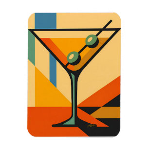 Mid Century Modern Sunrise Bauhaus Martini Magnet