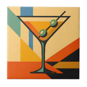Mid Century Modern Sunrise Bauhaus Martini Tile