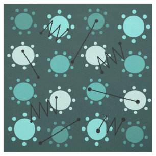 Mid Century Modern Sunshine Teal Fabric