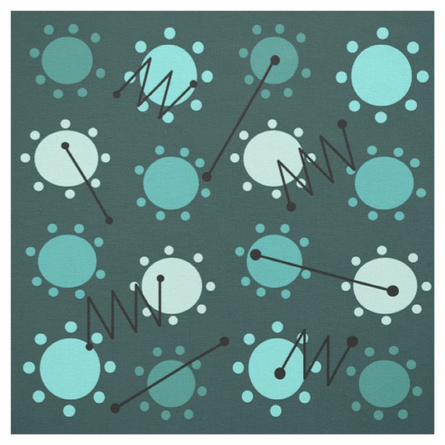 Mid Century Modern Sunshine Teal Fabric (Swatch)