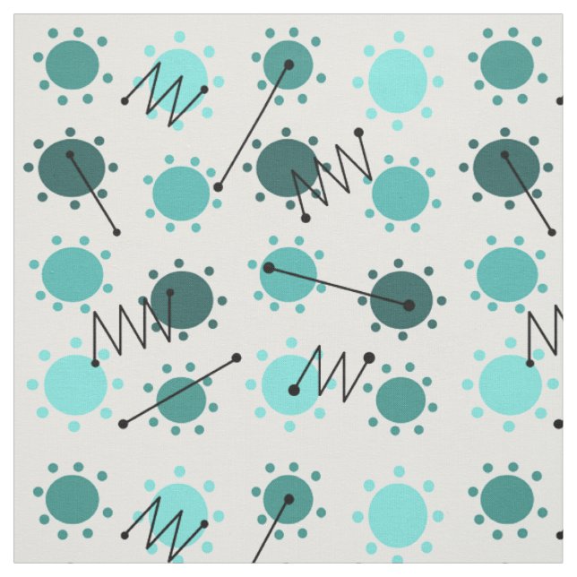 Mid Century Modern Sunshine Turquoise Fabric (Swatch)