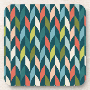 Mid-Century Modern Teal & Coral Pattern Coaster