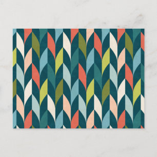 Mid-Century Modern Teal & Coral Pattern Holiday Postcard