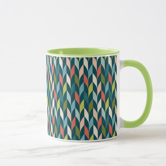 Mid-Century Modern Teal & Coral Pattern Mug (Right)