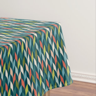 Mid-Century Modern Teal & Coral Pattern Tablecloth