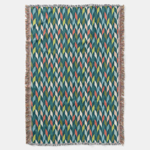 Mid-Century Modern Teal & Coral Pattern Throw Blanket