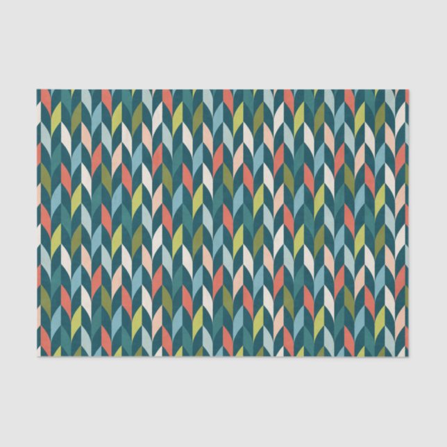Mid-Century Modern Teal & Coral Pattern Tissue Paper (Front)