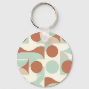 Mid Century Modern Terracotta Abstract Shapes  Keychain