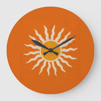 Mid-Century Modern Terracotta Sunburst Clock