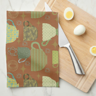 Mid Century Modern Terracotta Teacup  Kitchen Towel