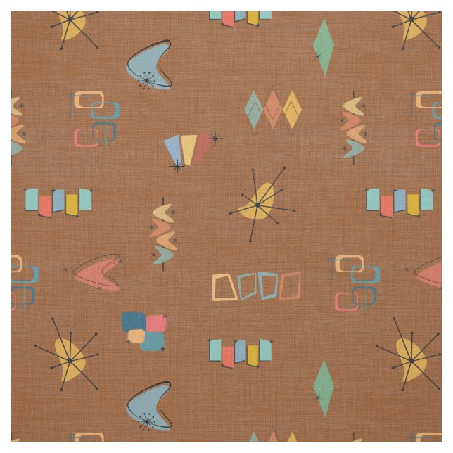 Mid Century Modern Textured Brown Fabric (Swatch)