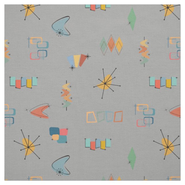 Mid Century Modern Textured Grey Fabric (Swatch)