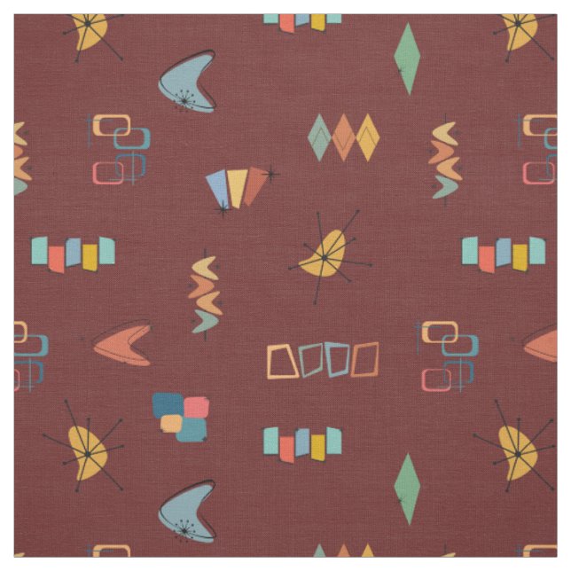 Mid Century Modern Textured Sangria Fabric (Swatch)