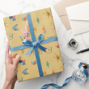 Mid Century Modern Textured Yellow Wrapping Paper