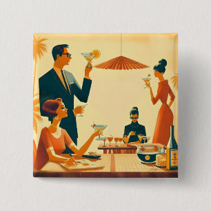 Mid Century Modern The Martini Cocktail Critics 2 Inch Square Button