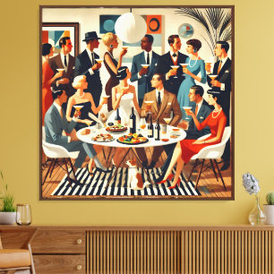 Mid Century Modern The Martini Intellectuals Canvas Print