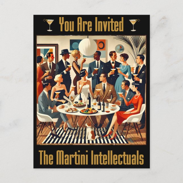 Mid Century Modern The Martini Intellectuals  Postcard (Front)
