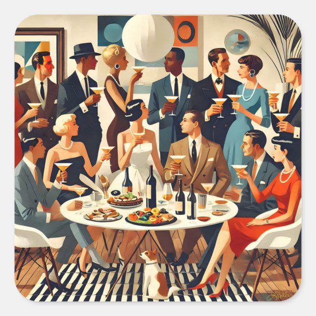 Mid Century Modern The Martini Intellectuals  Square Sticker (Front)