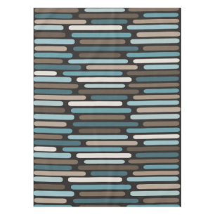Mid Century Modern Thin Stripes Turquoise Brown Tablecloth