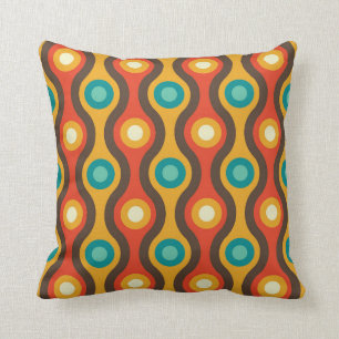Mid-Century Modern Throw Pillow, Circle Patterns Pillow