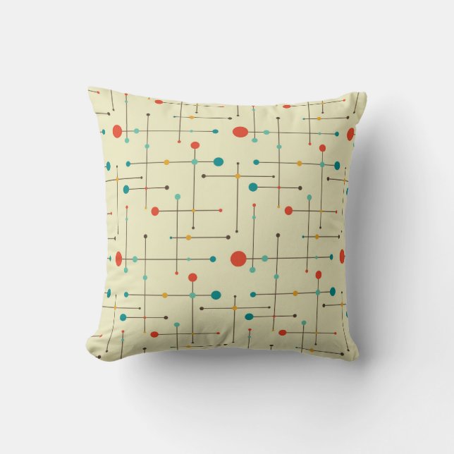 Mid-Century Modern Throw Pillow, Eames Pattern Pillow (Front)