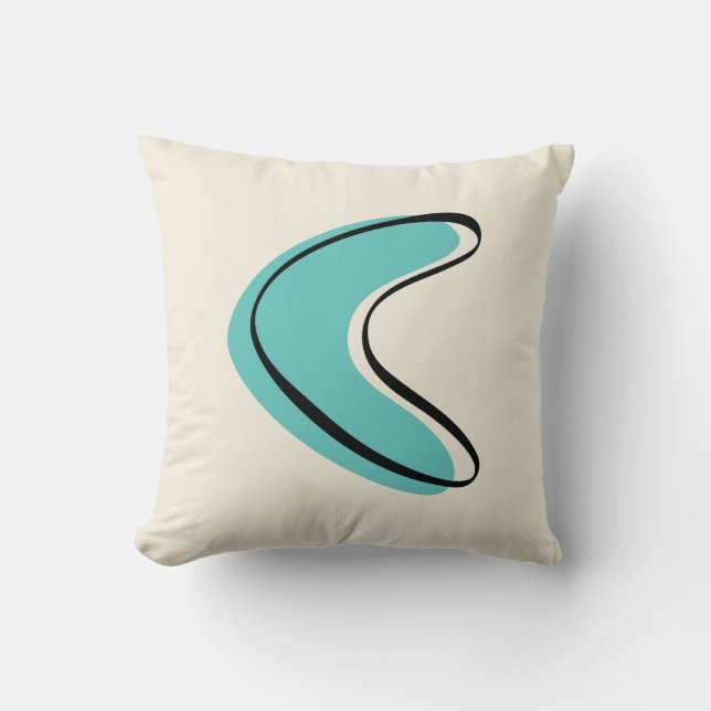 Mid Century Modern Throw Pillow in Turquoise (Front)