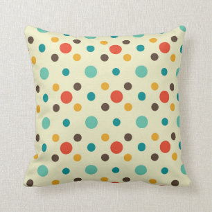 Mid-Century Modern Throw Pillow, Polkadot Pattern Throw Pillow