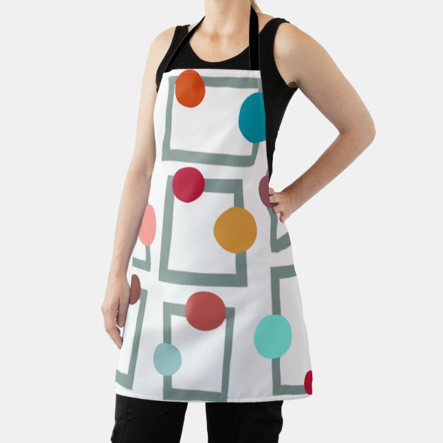 Mid-century Modern Trapezoids and Circles Apron (Insitu)