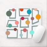 Mid-century Modern Trapezoids and Circles  Mouse Pad<br><div class="desc">This mouse pad has a Mid-century modern design of grey trapezoids with colourful circles on them.</div>