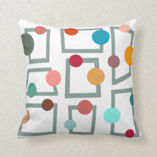 Mid-century Modern Trapezoids and Circles Throw Pillow