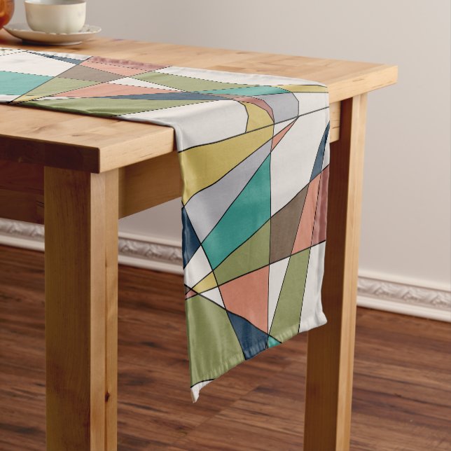 Mid Century Modern Triangle Abstract Short Table Runner (In Situ)