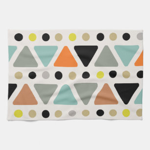 Mid Century Modern Triangles Dots Colourful Kitchen Towel