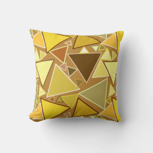 Mid-Century Modern Triangles, Mustard Yellow Throw Pillow