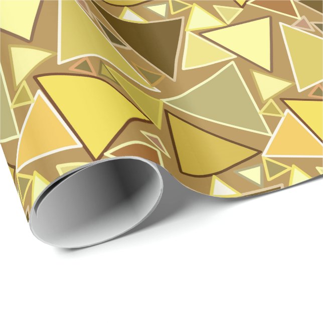 Mid-Century Modern Triangles, Mustard Yellow Wrapping Paper (Roll Corner)