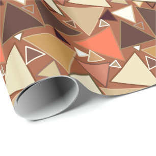 Mid-Century Modern Triangles, Tan, Brown and Beige Wrapping Paper