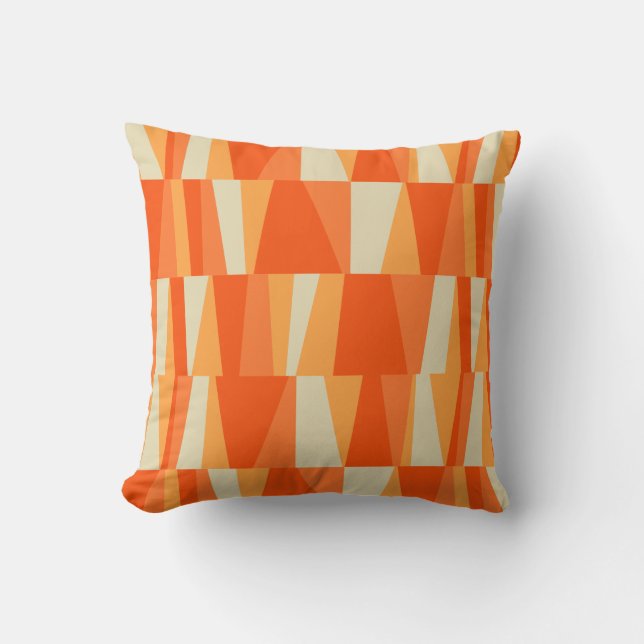Mid-Century Modern Triangles tiger lily pumpkin Throw Pillow (Front)
