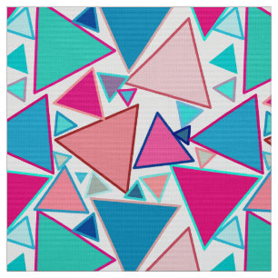 Mid-Century Modern Triangles, Turquoise and Coral Fabric