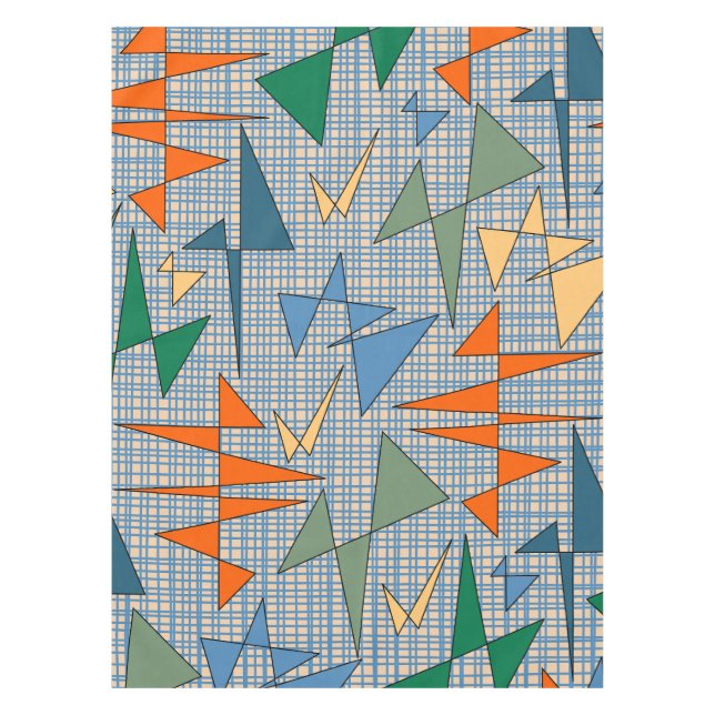 Mid Century Modern Triangulation Abstract Atomic  Tablecloth (Front)