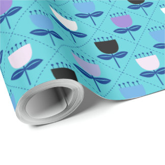 Mid-Century Modern Tulip - Blue Wrapping Paper