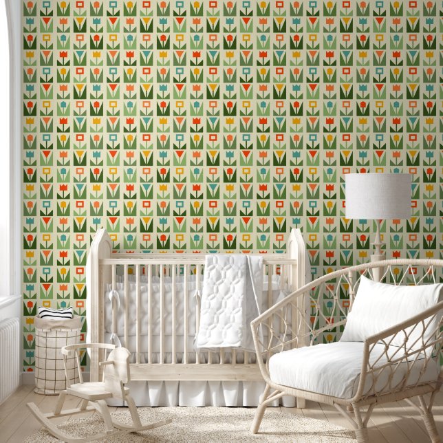 Mid-Century Modern Tulip Wallpaper (Kids)