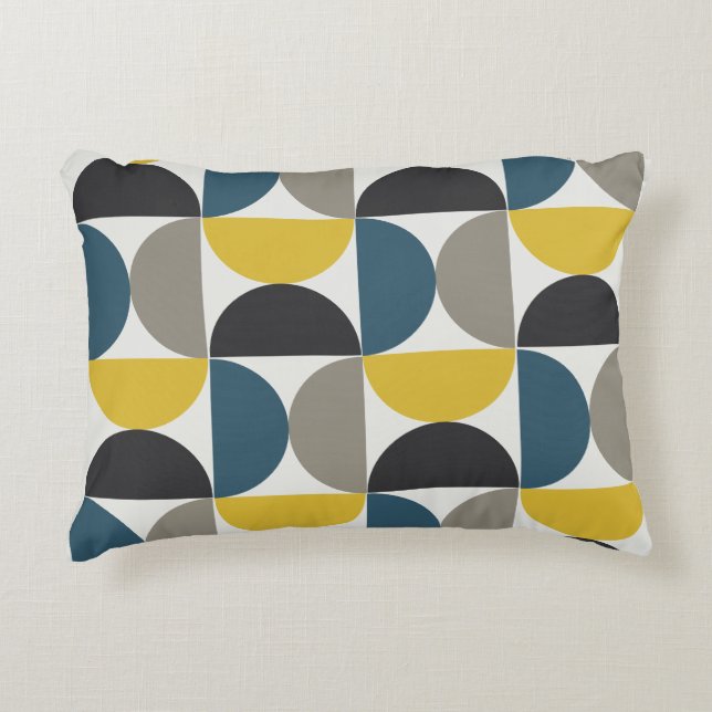 Mid-Century Modern Turmer Gunmetal and blue   Accent Pillow (Front)